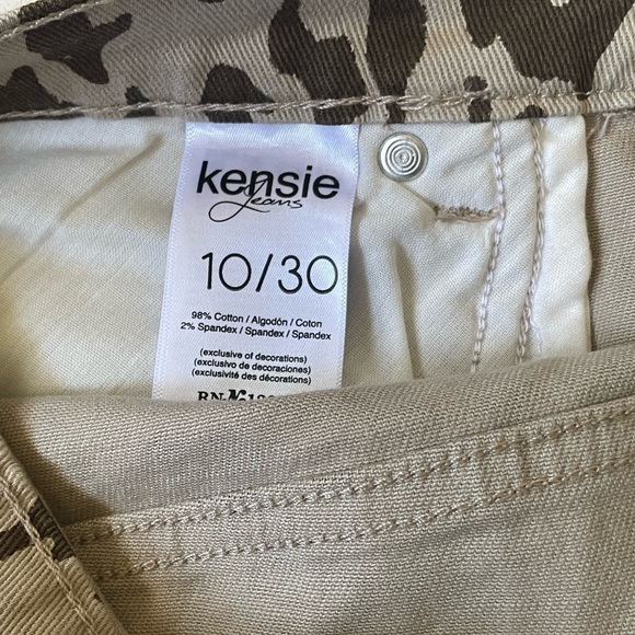 Kenzie Animal Print Mini Skirt Size 10 Stretch Denim Brown & Tan - Picture 4 of 12